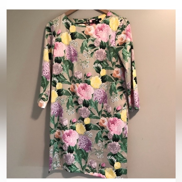 H&M Floral Rose Satin Shift Dress Size 8 Pastel Spring Easter Garden Party - Picture 4 of 10